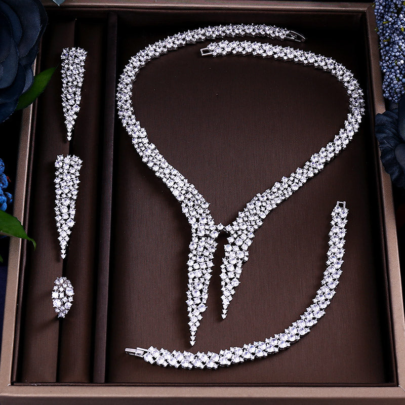 Cubic Zircon Water Drop Jewelry Set