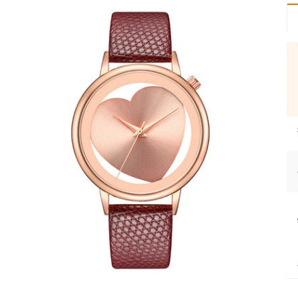 Elegant Heart-Shaped Hollow Out Quartz Watch