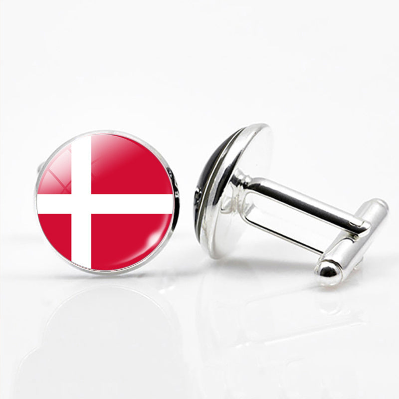 National Flags of the World Series Time Gem Cufflinks Jewelry