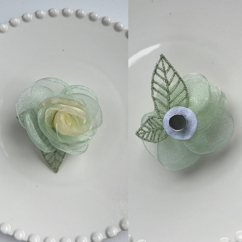 Pearly Gauze Petal Rose Brooch