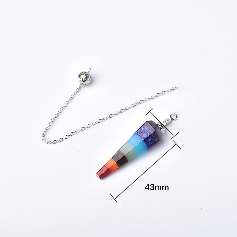 Natural Crystal Seven-color Gemstone Pendulum Ore Pendant