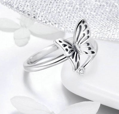 925 Sterling Silver Vintage Butterfly Adjustable Finger Rings for Women Wedding Engagement Ring Jewelry