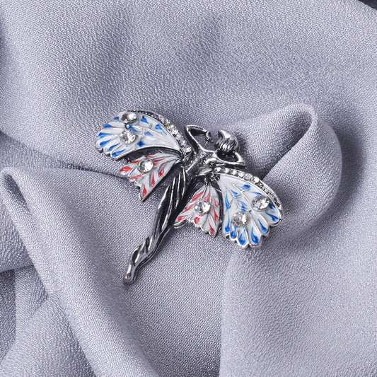 European And American Enamel Dripping Double Butterfly Brooch