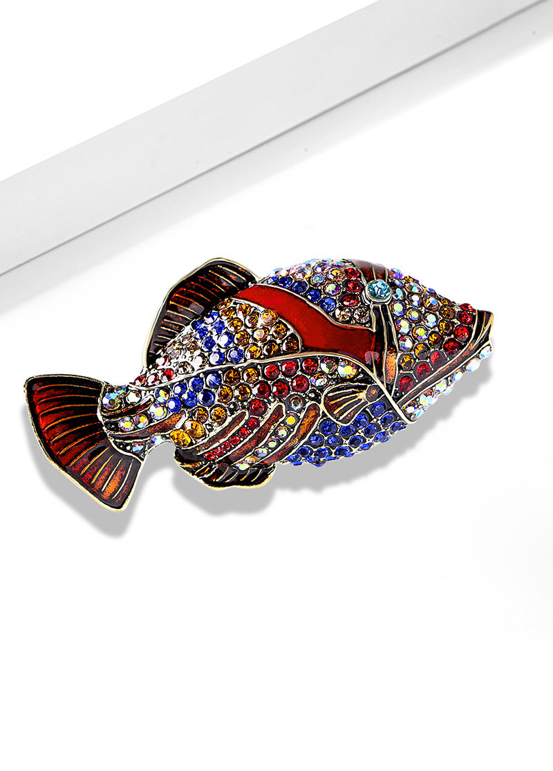 Diamond Tropical Fish Alloy Mid-ancient Vintage Niche Unique Retro Style Exquisite Clothing Pin