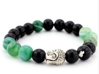 Europe and the United States fashion lava rock natural stone Buddha head Golden Buddha men and women bracelet