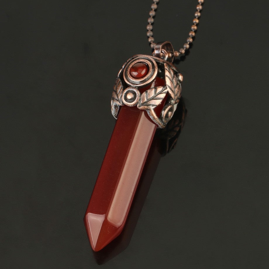 Natural Crystal Hexagon Post Pendant