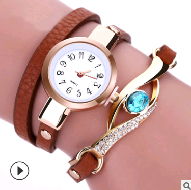 Fashion casual ladies winding table, big eyes ladies winding watch bracelet watch