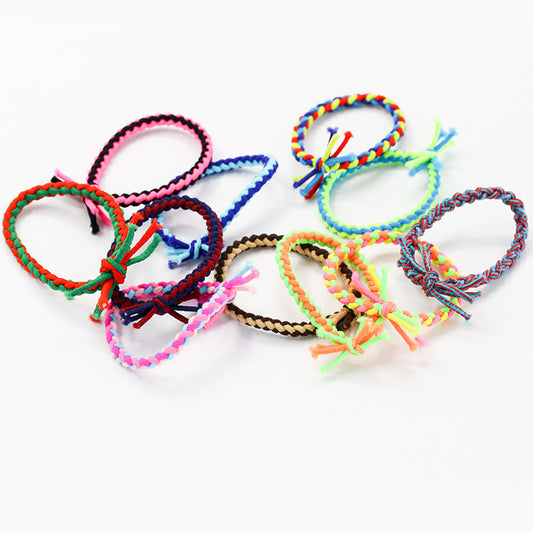 Contrasting Color Rubber Band Braided Twist Hair Tie