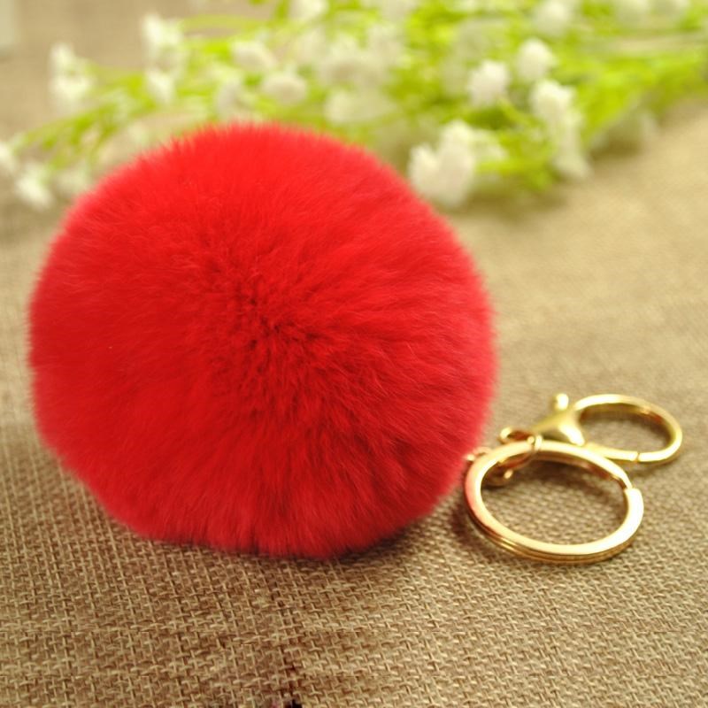 Cute Rex Rabbit Fur Ball Keychain