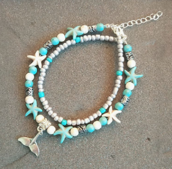 Europe and America Conch Mizhu Yoga Anklet Turtle Bracelet Beach Pendant Starfish Pearl Retro Turtle Anklet