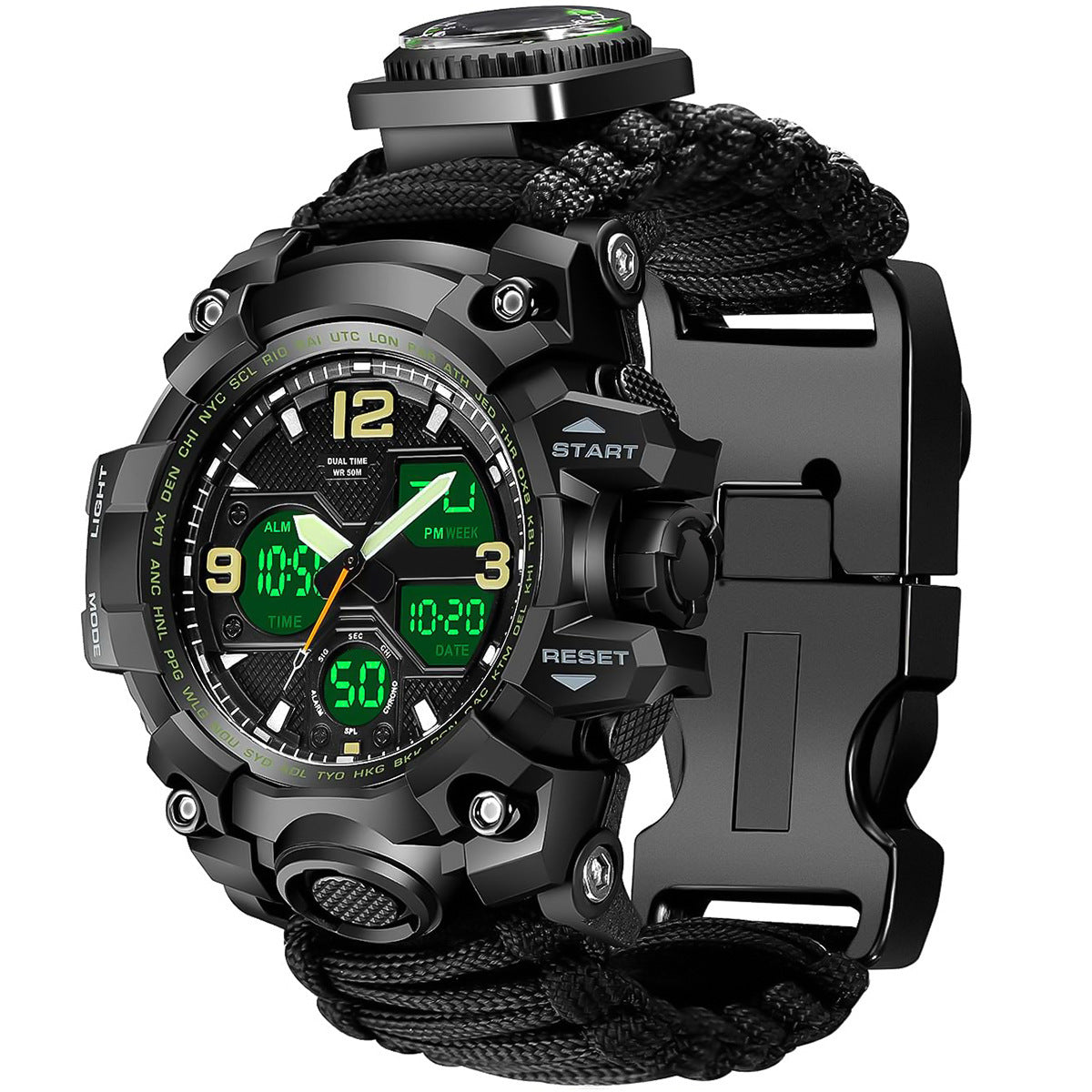 Waterproof Dual Display Electronic Tactical Watch