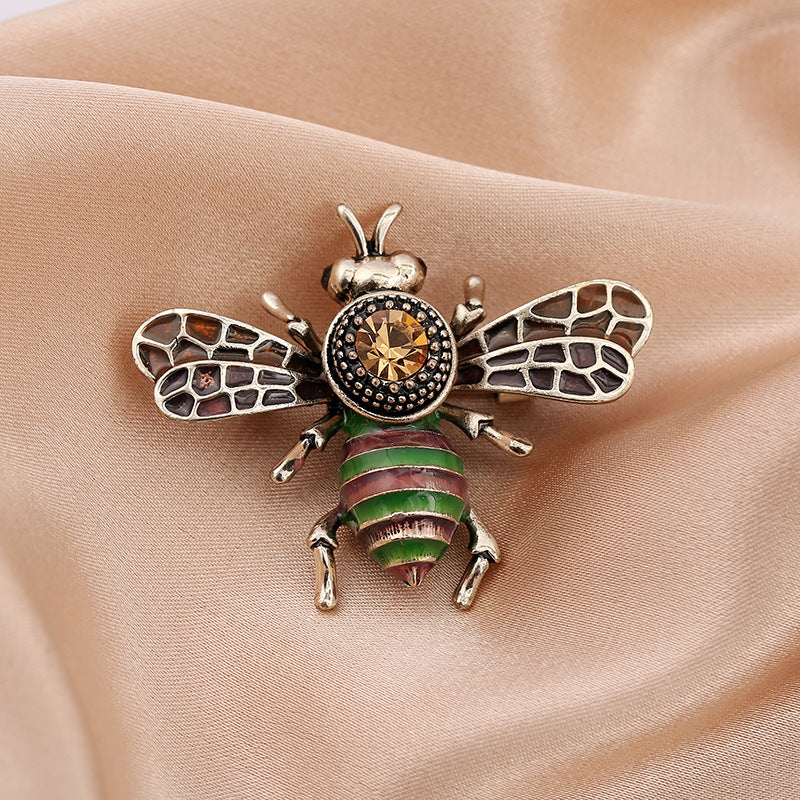 Cartoon Cute Bee Zircon Diamond Pearl Brooch