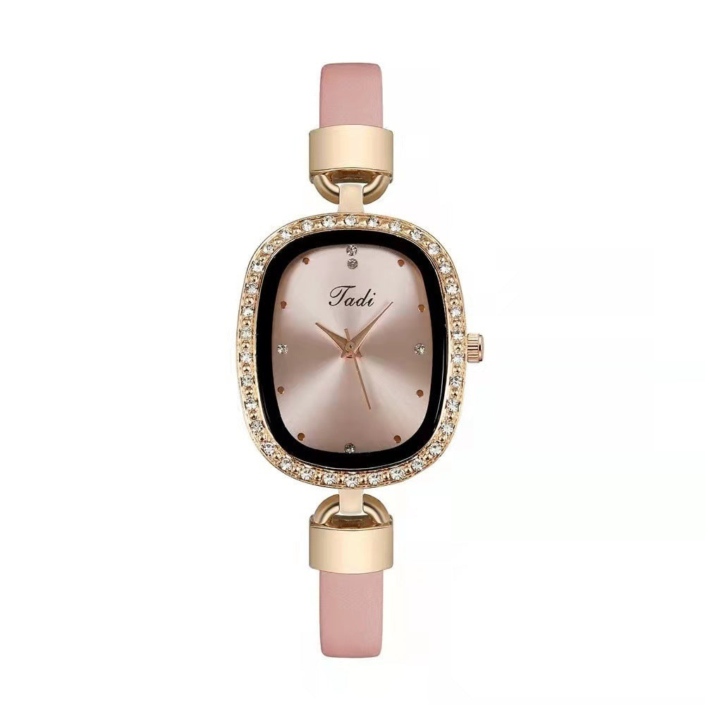 Women's Watch Bracelet Suit Two-piece Women's Quartz Watch Diamond Rhinestone Thin Belt Fashion Watch