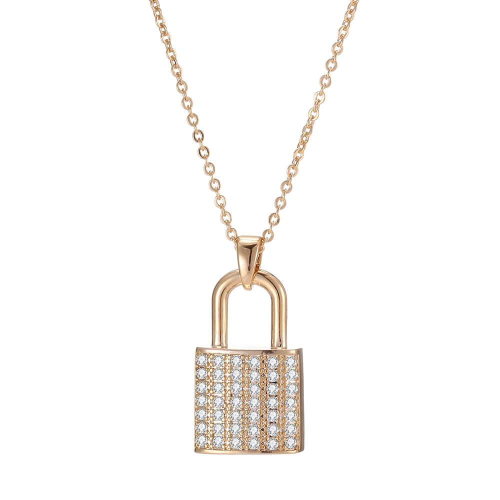 Zircon Lock Necklaces for Lover Luxury Necklace