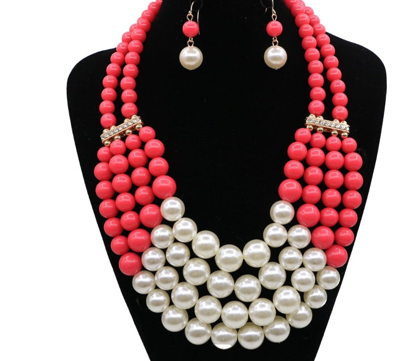 Multi Simulated Pearl Bohemian Jewelry Set