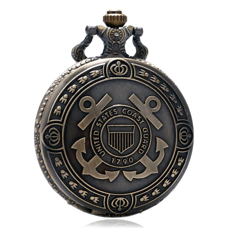 Hot Sale Bronze United States Coast Guard 1790 Theme Pocket Watch Men Navy Creative Gift for Women Fob Watches