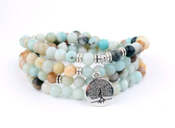 Natural Stone Bead Mala Bracelet
