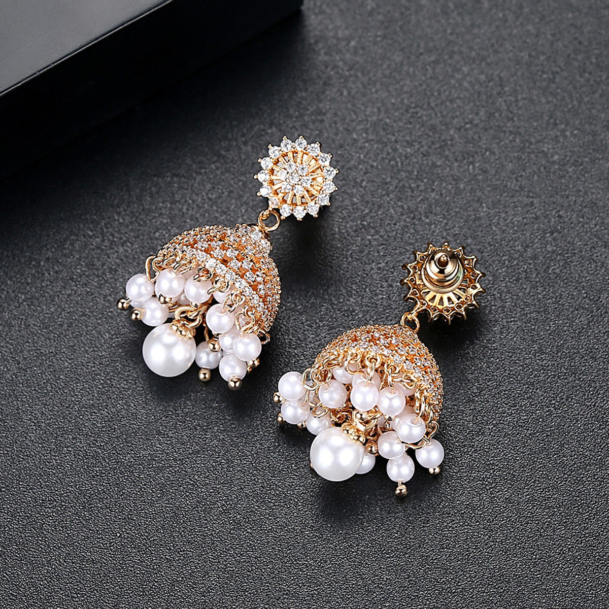 Bell Zircon Earrings Golden Earrings