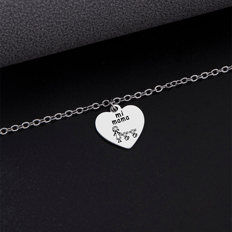 2023 New Peach Heart Pendant Anklet Silver Stainless Steel Anklet