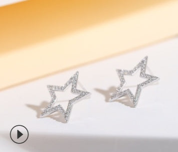 S925 Sterling Silver Five-Pointed Star Stud Earrings