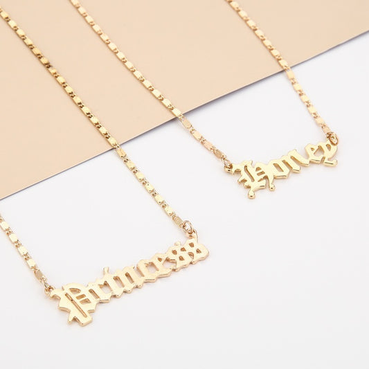 Gold Letter Angel Necklace