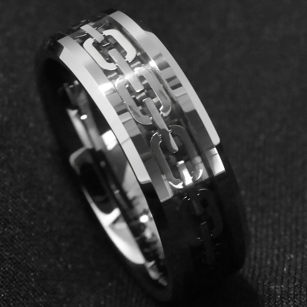 Geometric Cutout Chain Ring For Men