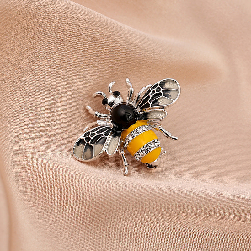 Cartoon Cute Bee Zircon Diamond Pearl Brooch