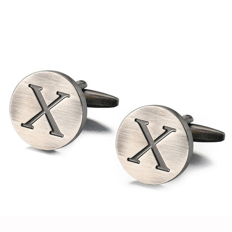 Men's antique silver letters French shirt cufflinks