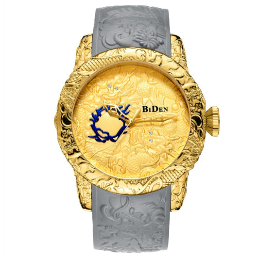 Black Men Watches Fashion 3D Engraved Dragon Relogio Masculino Luxury Top Brand Quartz Watch Waterproof Sport Male Clock