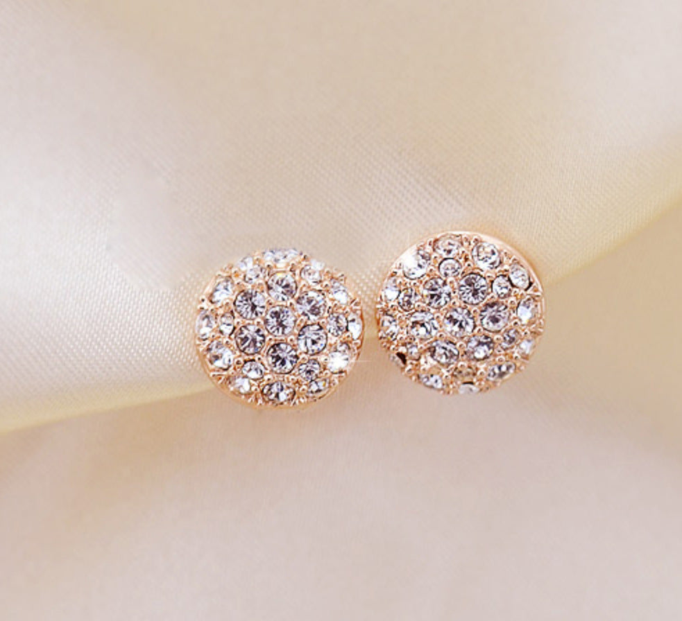 Atmospheric Full Diamond Round Earrings