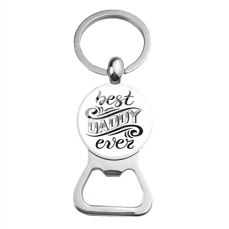 Cute Super Papa Dad Beer Bottle Opener Keychain