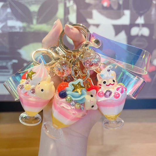 New Creative Animal Ice Cream Keychain Pendant