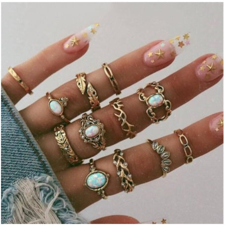 Gold Boho & Vintage Stackable Ring Set