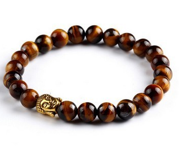 Europe and the United States fashion lava rock natural stone Buddha head Golden Buddha men and women bracelet