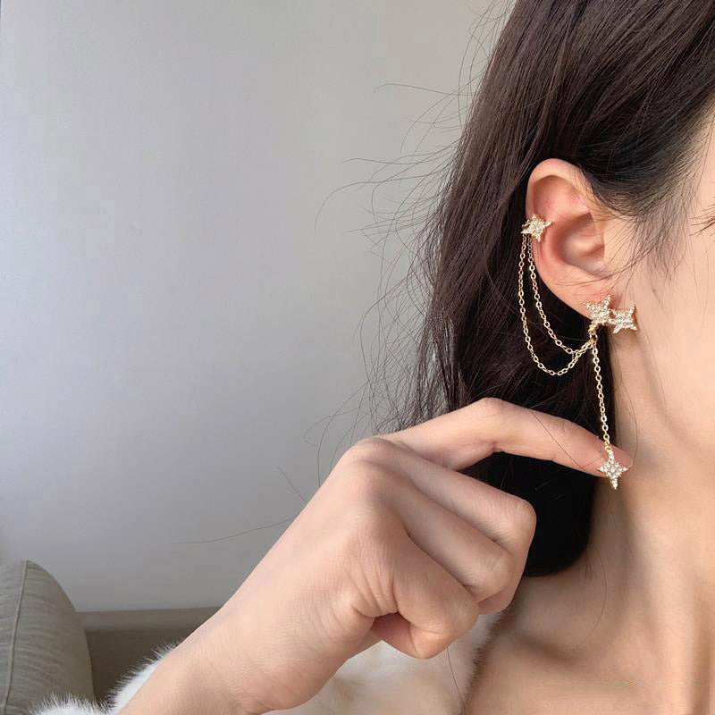 Dongdaemun Asymmetrical Super Diamond Meteor Earrings Temperament Earrings