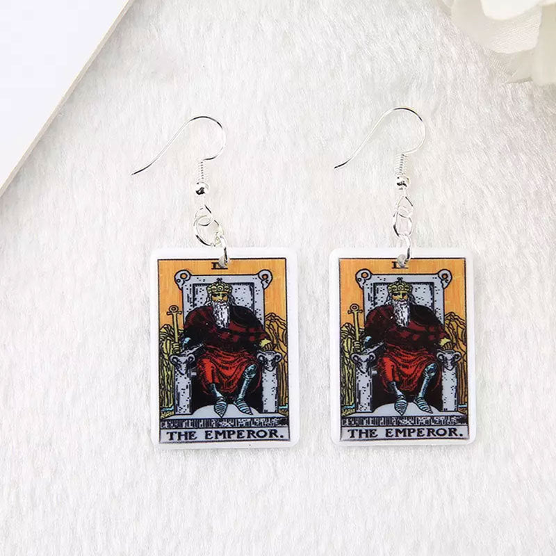 New Product Caro Card Game Chess Card European And American Fashion Personality Resin Earrings