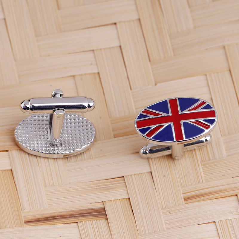 British Flag Geometric Fashion Men's French Shirt Cufflinks