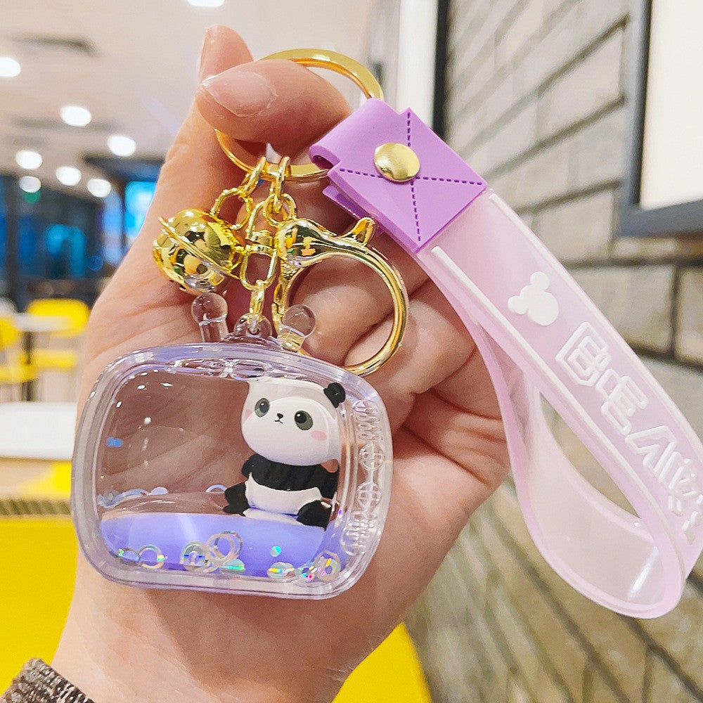 Acrylic Floating Doll Panda Keychain Pendant