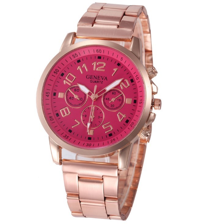 Girl Unisex Rose Gold Stainless Steel Casual Sports Quartz Wristwatch Relojes mujer