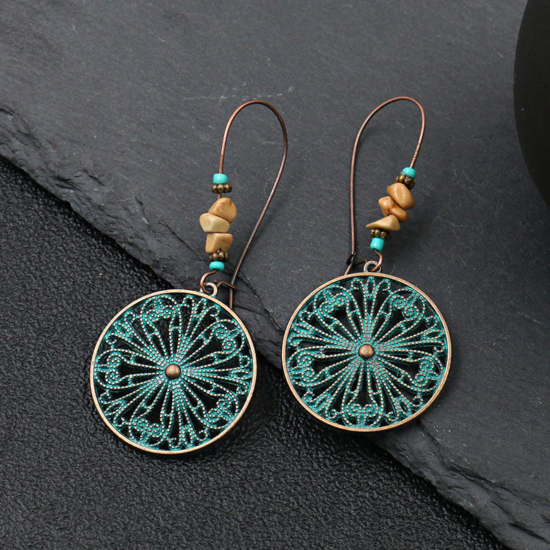 Creative Flower Fashion Retro Alloy Round Earrings