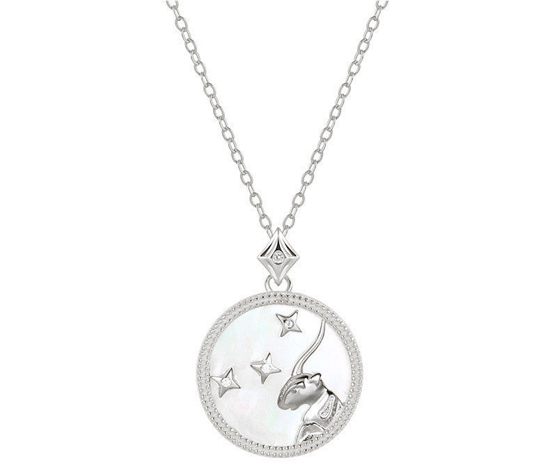 Sterling Silver Zodiac White Shell Necklace