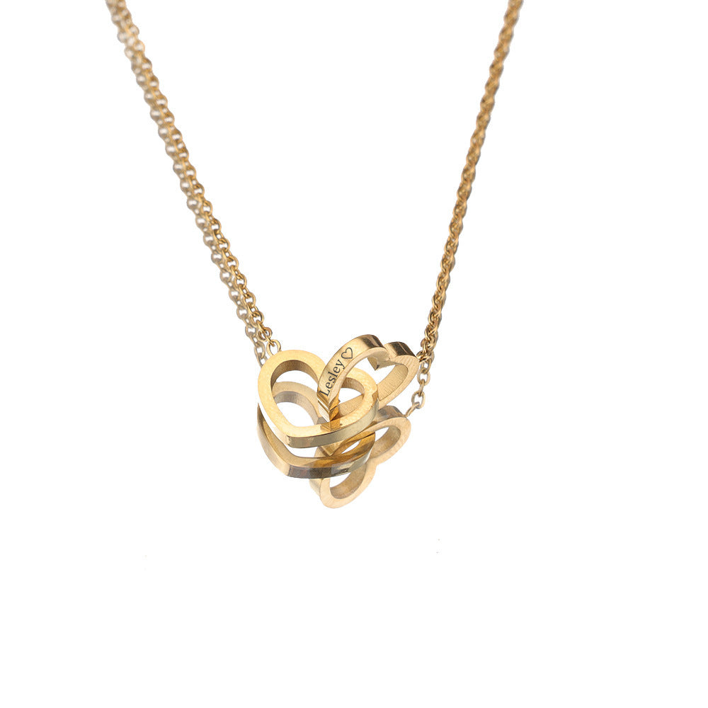 Forever Double Heart Custom Name Necklace