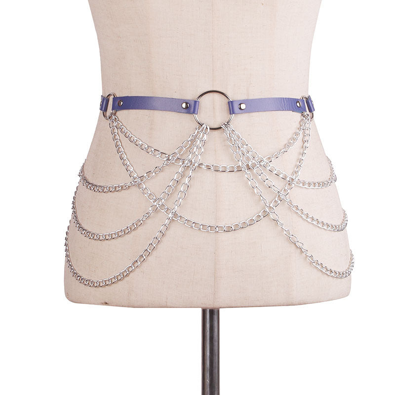 Metal Chain Leather Belt Body Chains