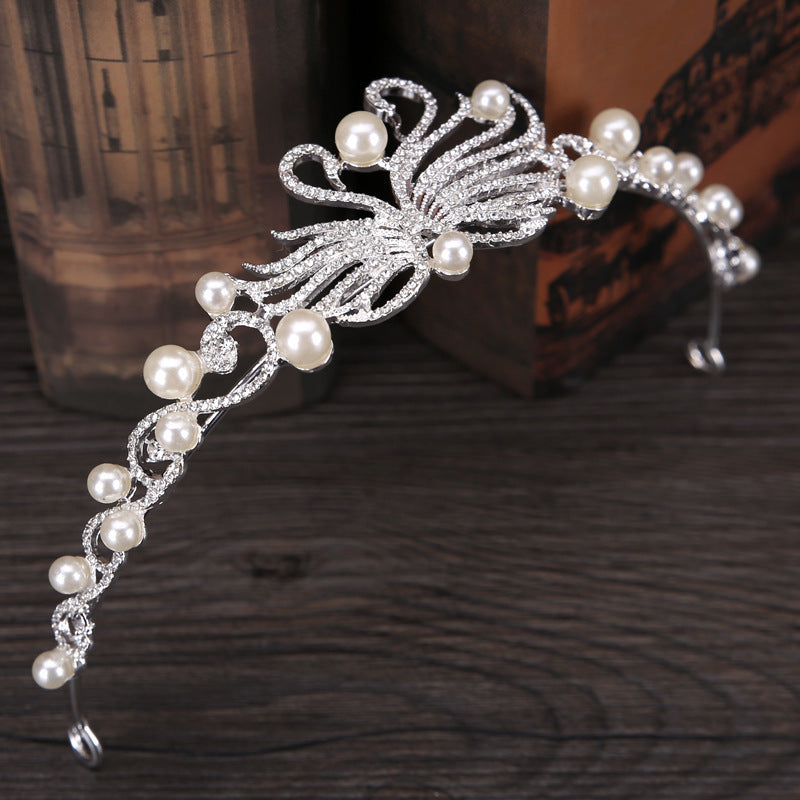 New Bridal Headdress, Pearl Swan Crown Bride