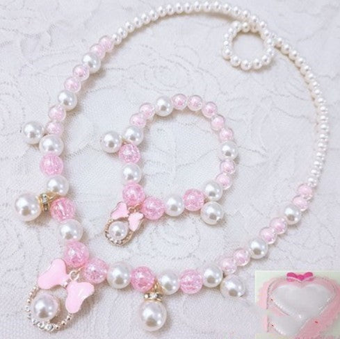 Children's Necklace Jewelry Pearl Bracelet Set