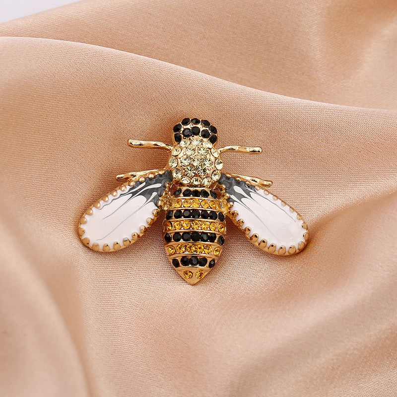 Cartoon Cute Bee Zircon Diamond Pearl Brooch