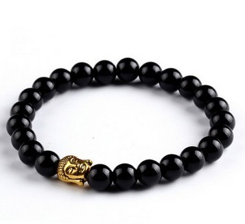 Europe and the United States fashion lava rock natural stone Buddha head Golden Buddha men and women bracelet