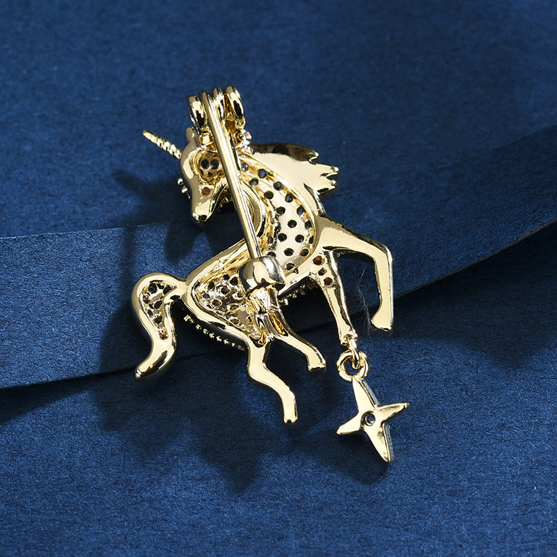 Fashion Korean Brooch Women's High-grade Zircon Animal Compact Wardrobe Malfunction Proof Pin