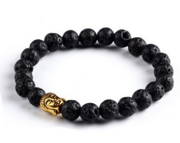 Europe and the United States fashion lava rock natural stone Buddha head Golden Buddha men and women bracelet