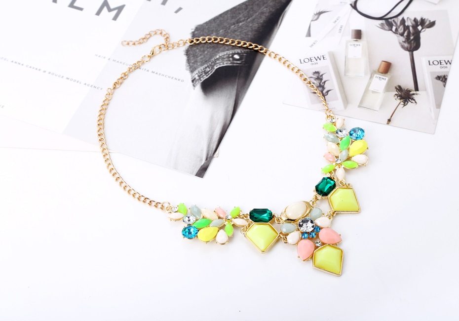 New Arrival Resin Fashion Colorful Cute Charm Gem Flower Choker Necklaces & Pendants Fashion Jewelry Woman Gift Summer style